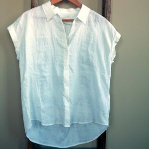 Lucky Brand white linen short sleeve top